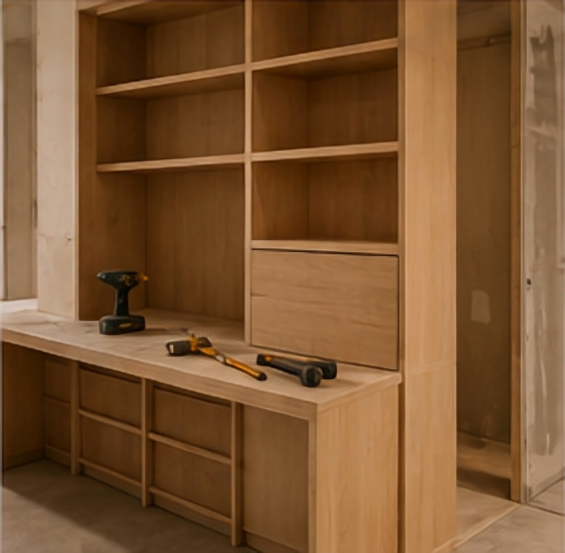 Custom millwork under installation