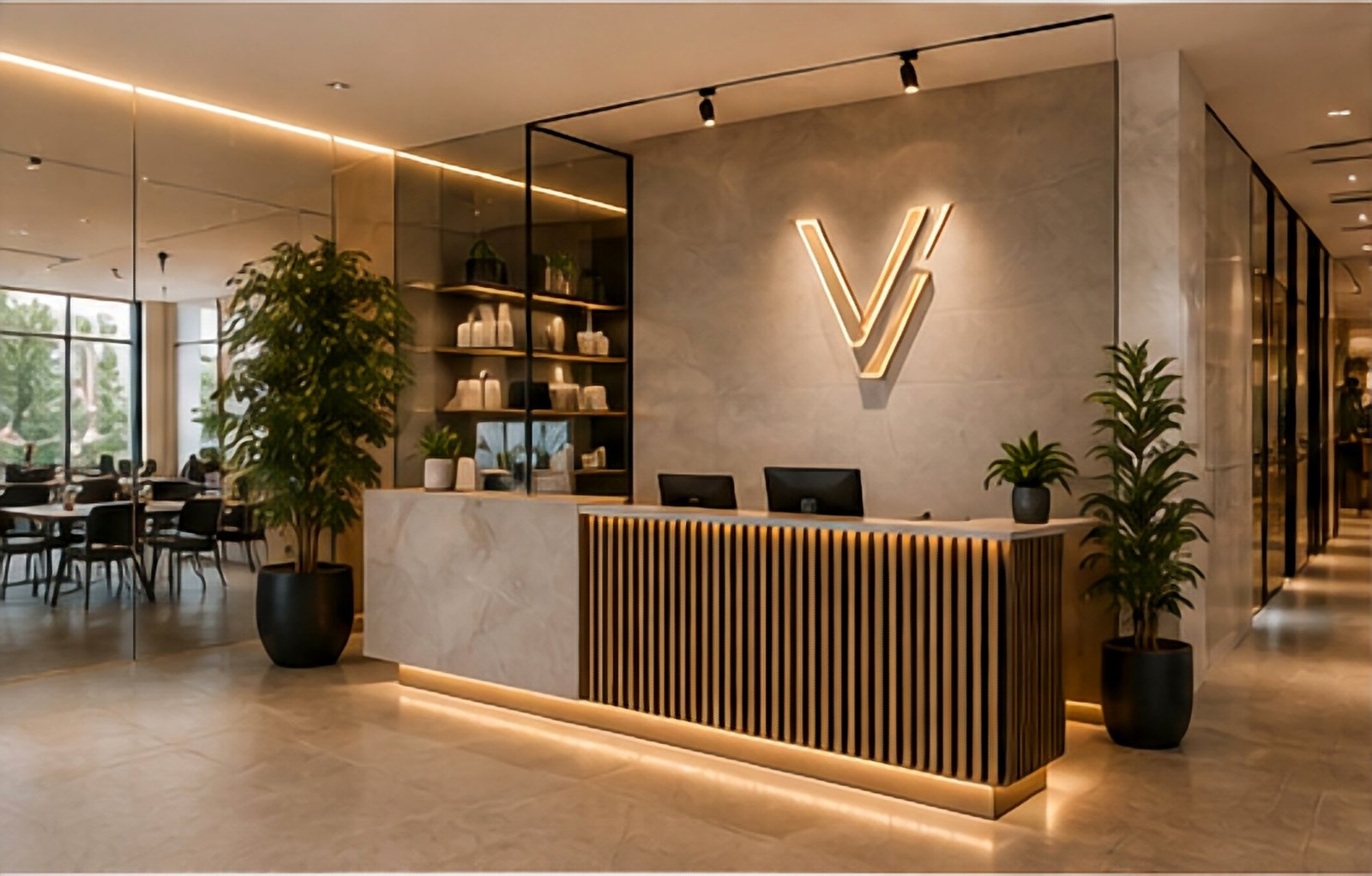 Completed reception and office interior