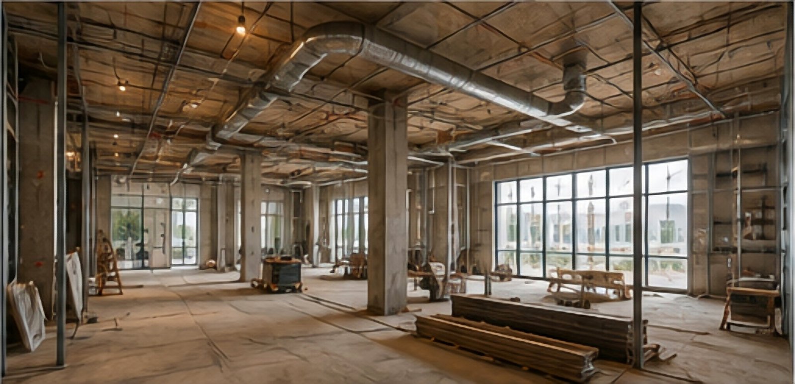 Mechanical services above an open ceiling